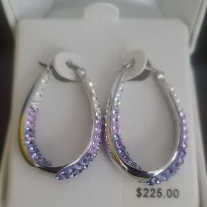 Artistique Amethyst Inside-Out Sterling Hoop Earrings